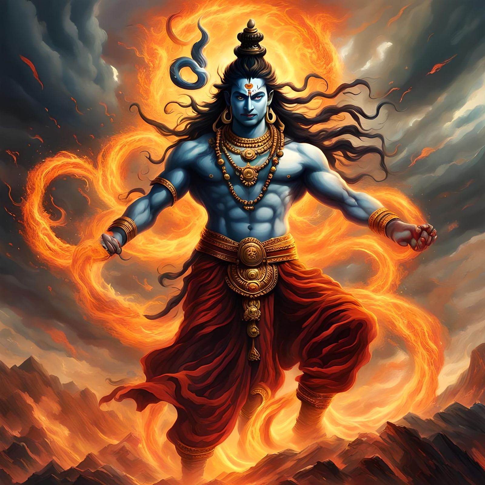Lord Shiva Portrait in Fantasy Art Style