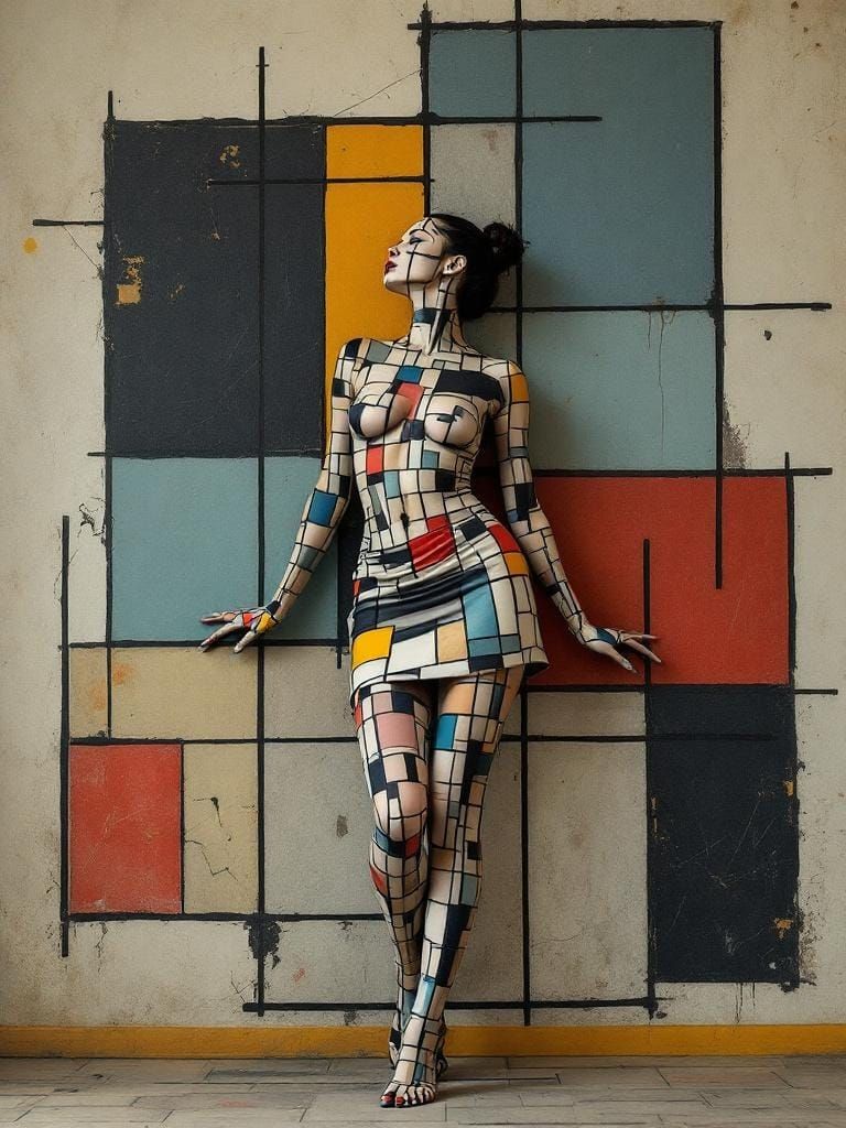 Geometric Woman: Wabi-Sabi Fusion of Form and Pattern