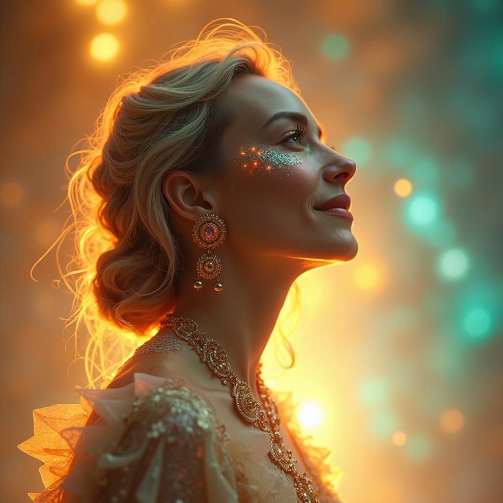 Ethereal Woman Stepping into Infinity: Digital Art