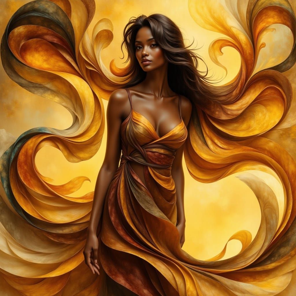 Ethereal Lady in Whimsical, Golden Light