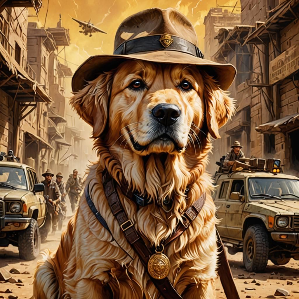 Indiana Jones as Golden Retriever in Raiders