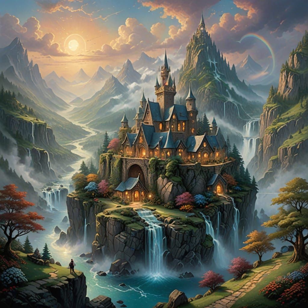 Ethereal Fantasy Castle within Ancient Tome