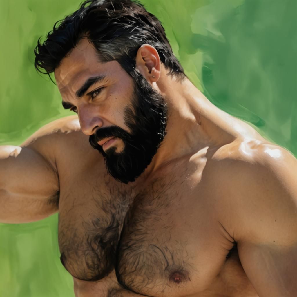 Hirsute Man Portrait in Expressionist Impasto Style