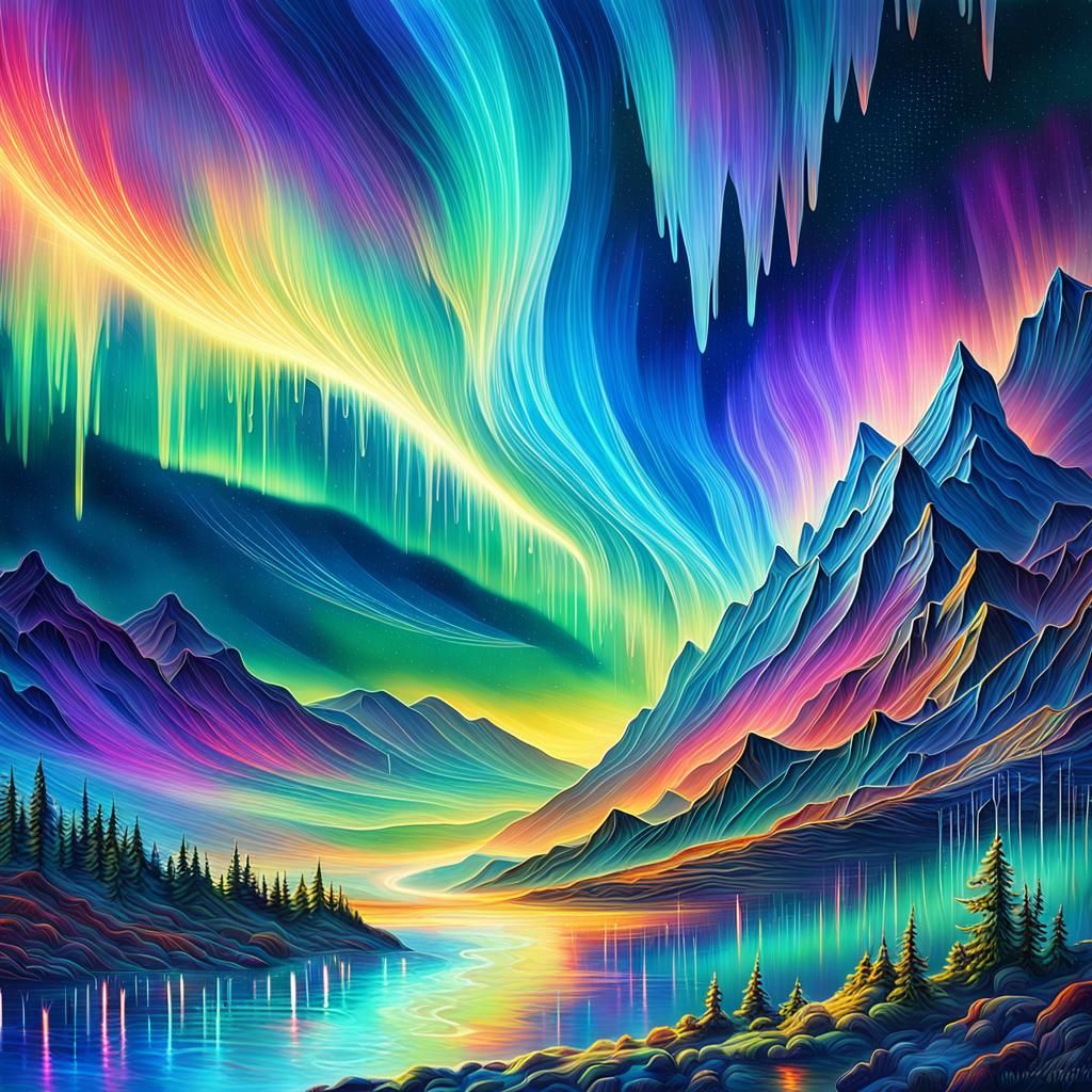 Liquid Light Cascades in Cosmic Surrealism