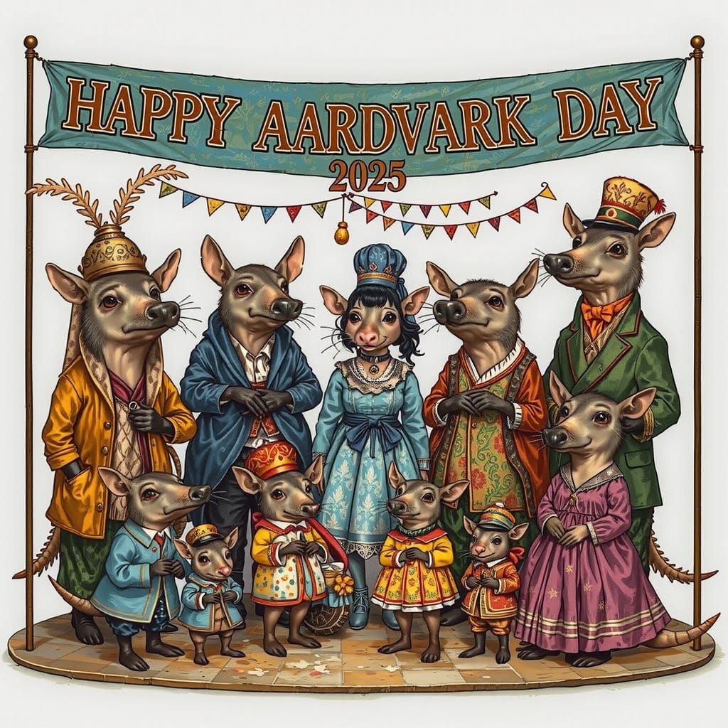 Whimsical Aardvarks Celebrate "Happy Aardvark Day 2025"