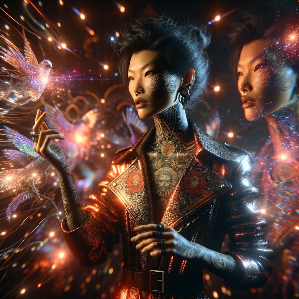 Ethereal Cyberpunk Goddess in Bioluminescent Realm