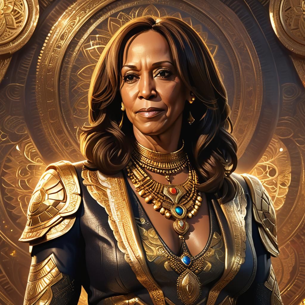 Kamala Harris Portrait with Ornate Jewelry