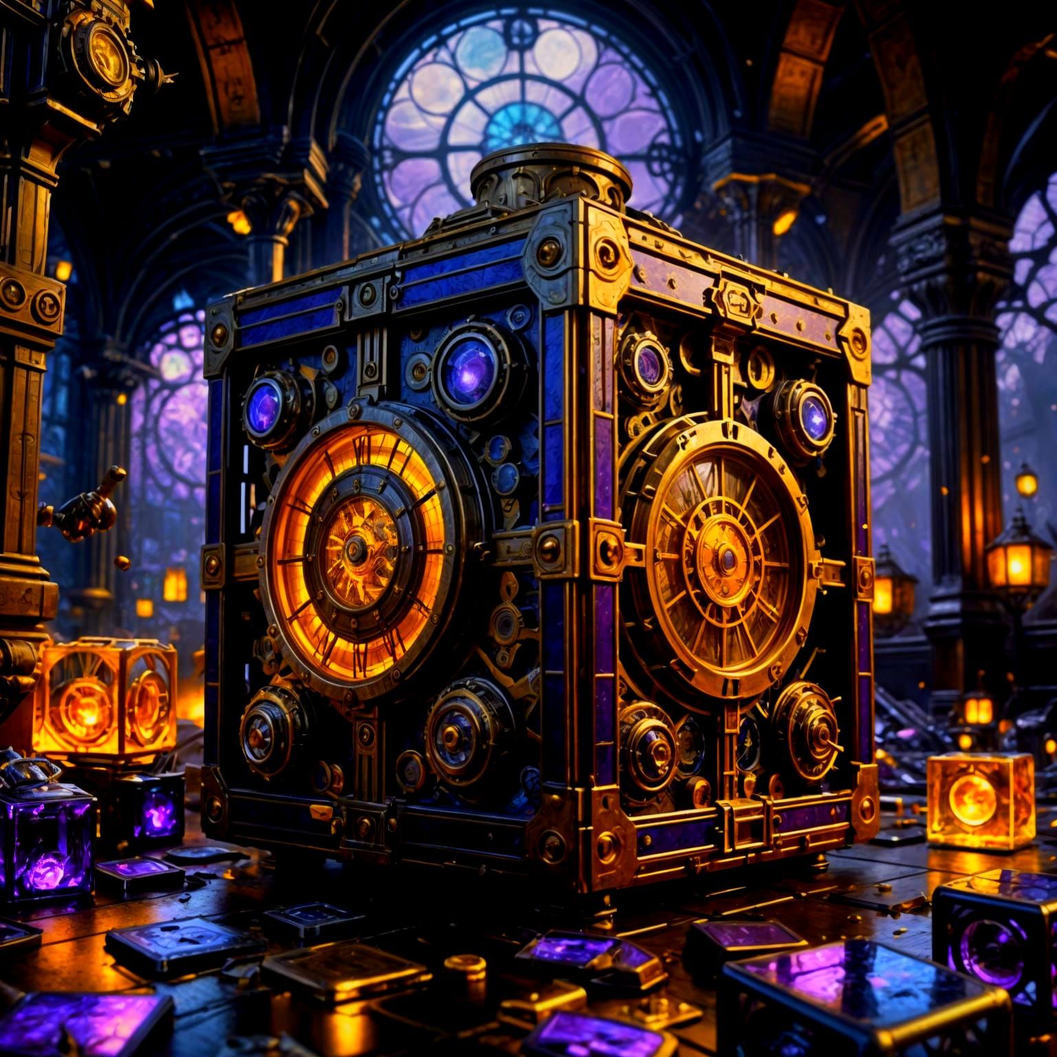 Steampunk Cubes Masterpiece in Dark Fantasy Style