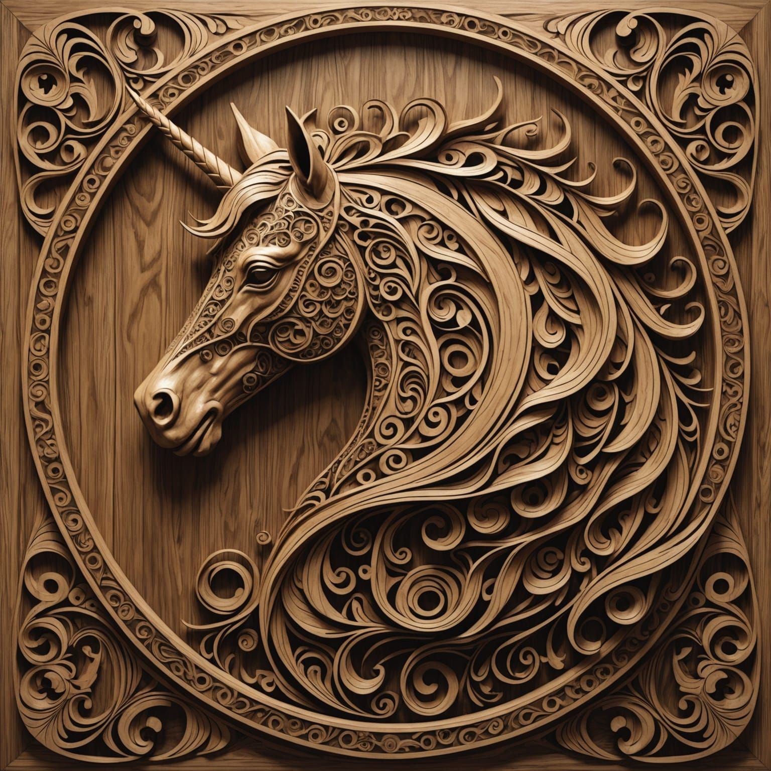 a wood   unicorn