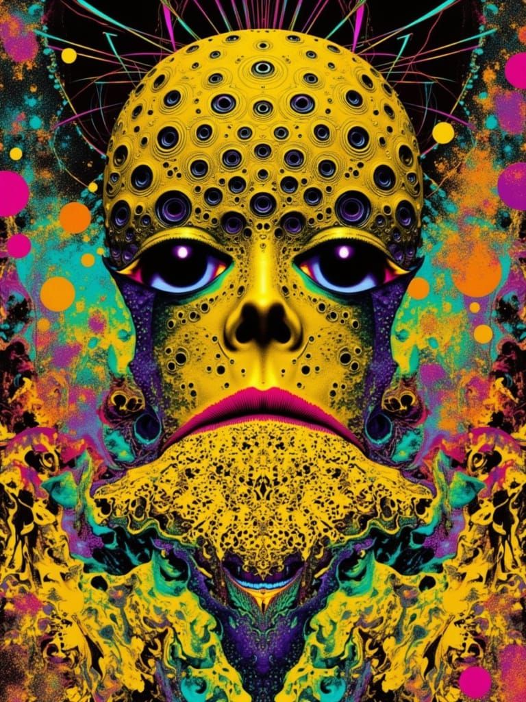 <lora:mix:1.0> <lora:Randomness:1.0> <lora:Glitched:1.0> A stylized, cosmic horror illustration in the style of Zdzisław...