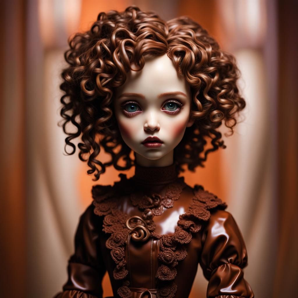 Unsettling Brown Porcelain Gothic Doll