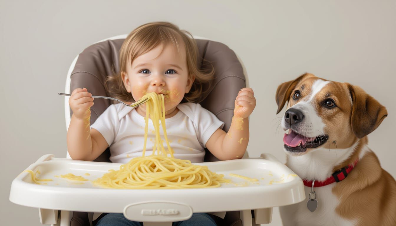 Toddler's Spaghetti Feast: A Delightful Mess
