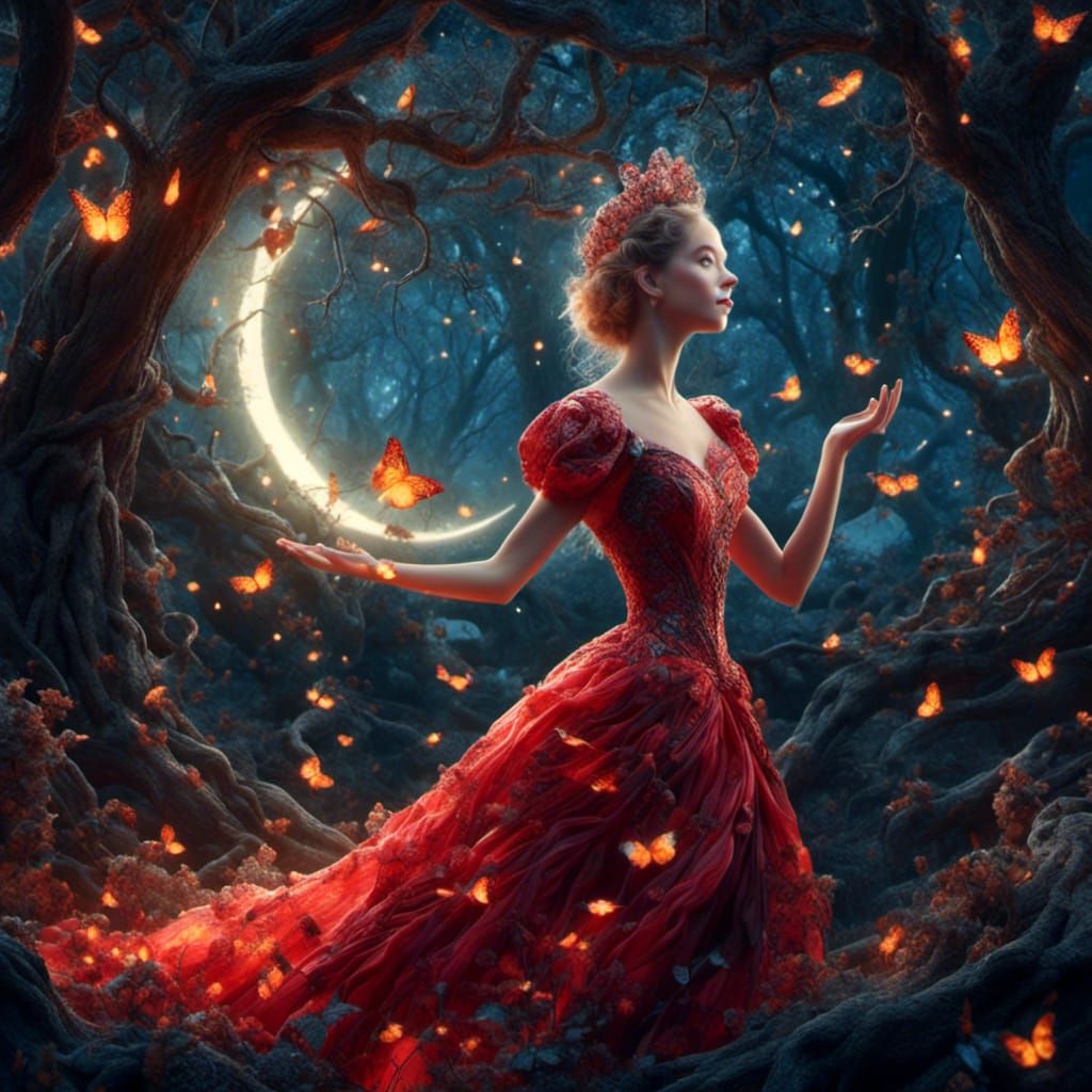 Fairy Godmother in Enchanted Forest at Night