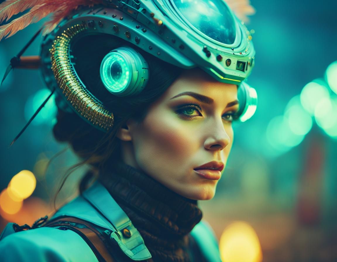 Futuristic Researcher in Alien Ruins Portrait