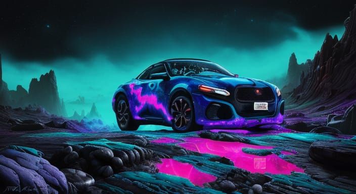 Surreal Dreamscape with Melting Cars and Boats