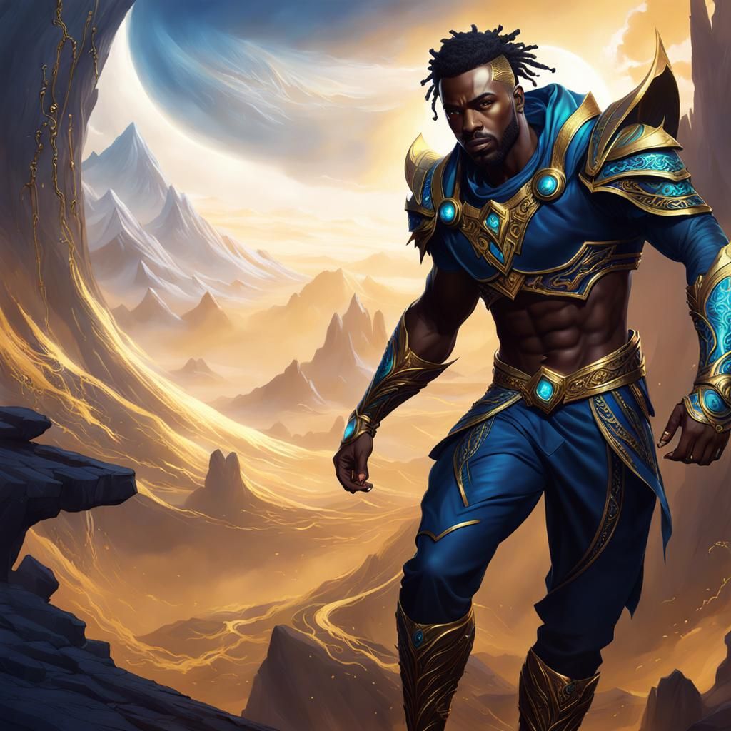 Black Male Character with Ethereal Energy, Matte Painting