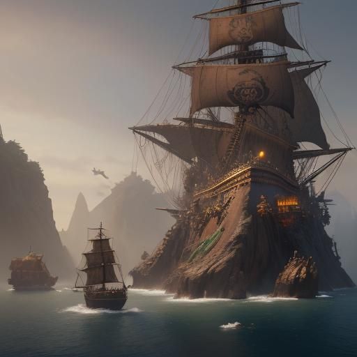 Detailed Matte Painting of Jack Sparrow