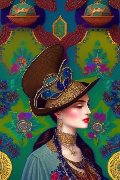 Retro Girl in Lace: Art Deco Portrait