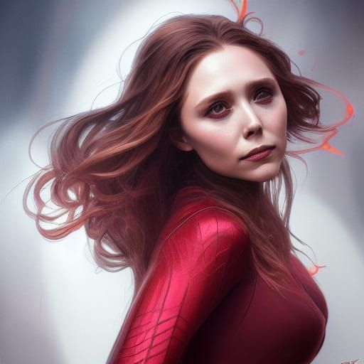 Scarlet Witch Portrait in Hyperdetailed Style