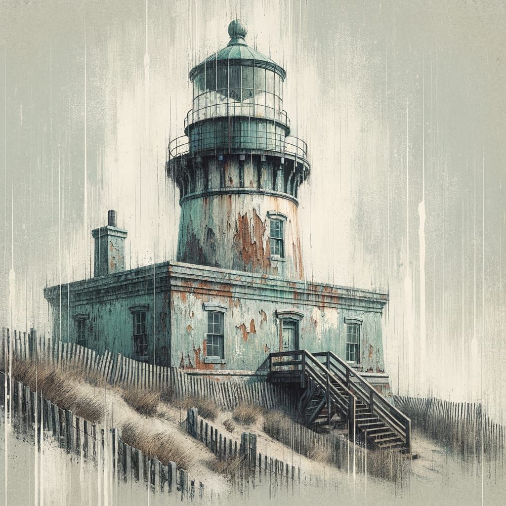 Derelict Lighthouse on Windswept Cliff