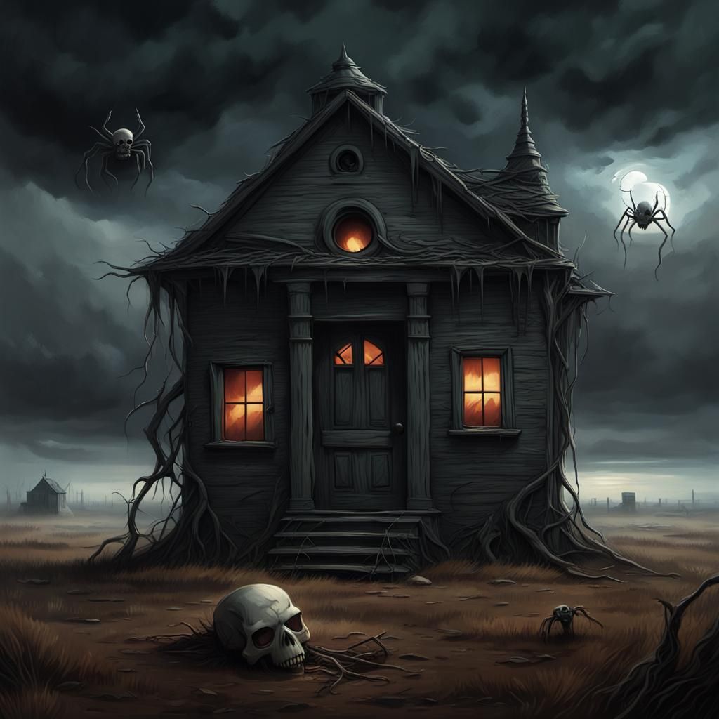 Creepy Skull Building in Desolate Landscape