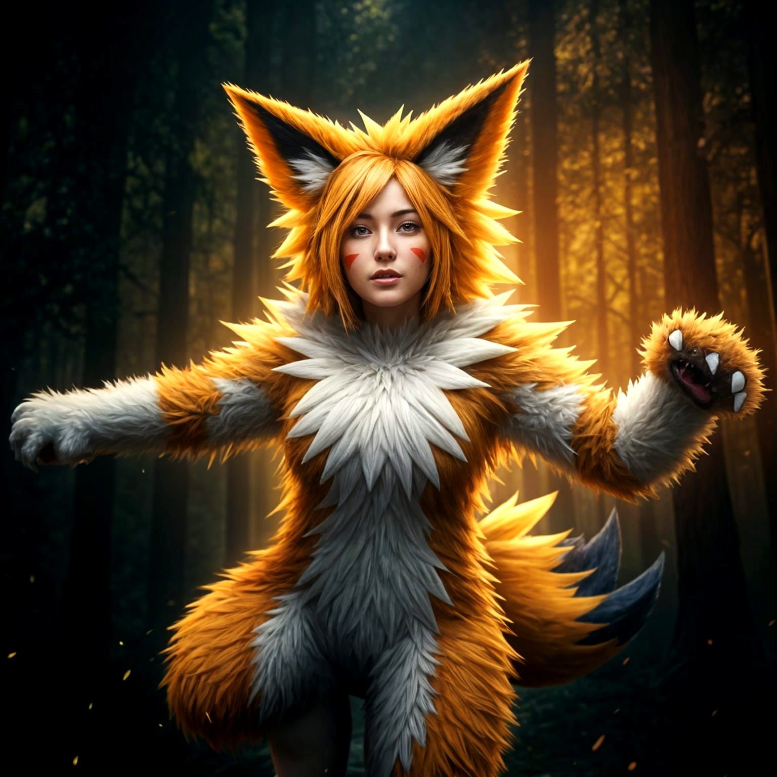 Zigzagoon Pokemon as Stunning Human Girl, 8k Portrait