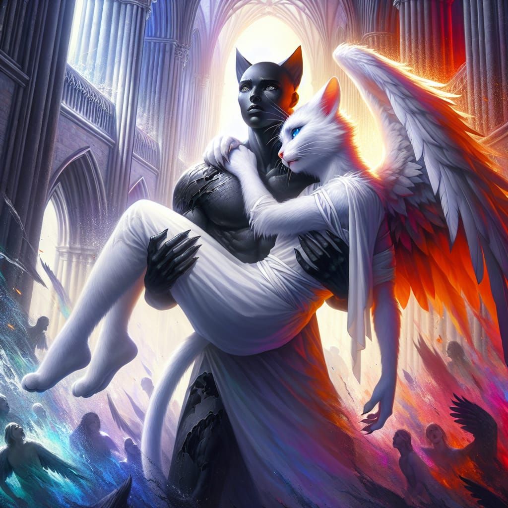 Cat Angel in Gothic Shadow: Splash Art