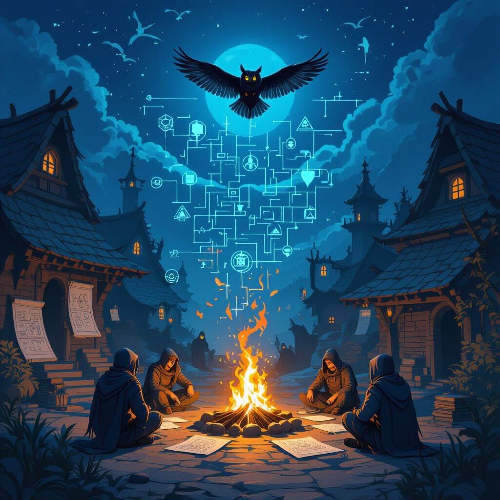Village of Wisdom & Owl Symbols with Hackers Revealing Schem...
