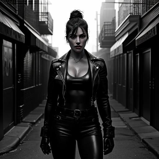 Cinematic Neo-Noir Portrait of a Female Boxer
