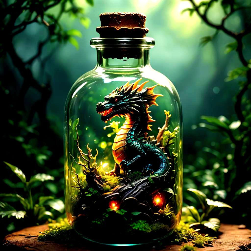 Hyperrealistic Art in a Bottle Still Life