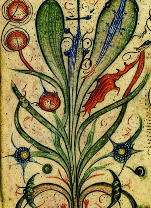 Mysterious Flowers in Medieval Manuscript Style