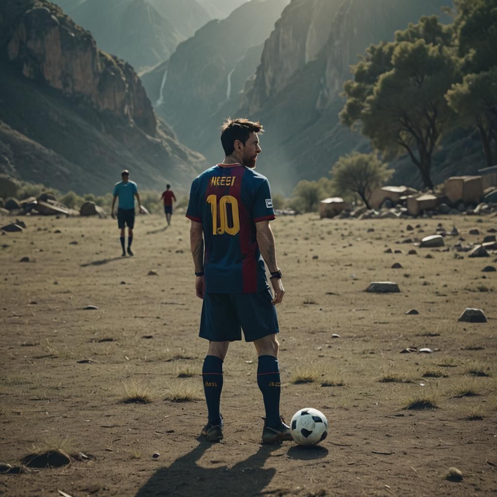 Cinematic Film Still of Lionel Messi