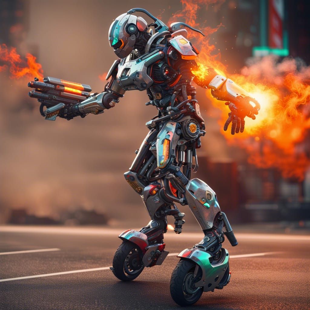 The flamethrower robot