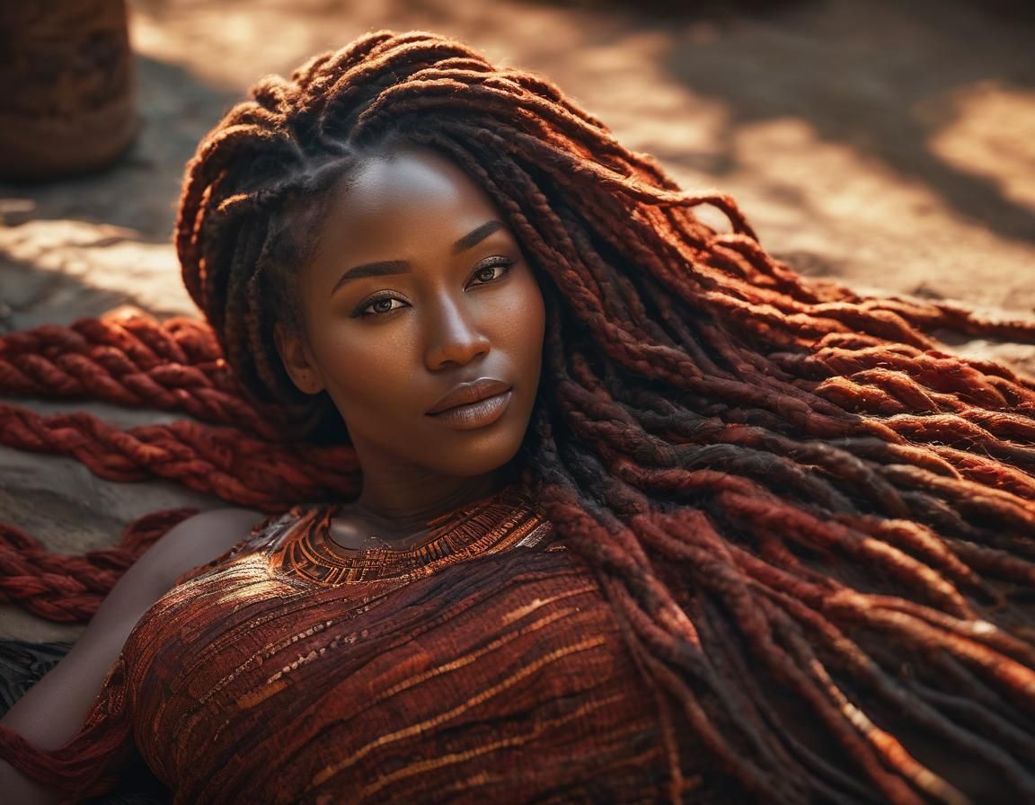 Captivating African Woman Portrait with Expressive Braids