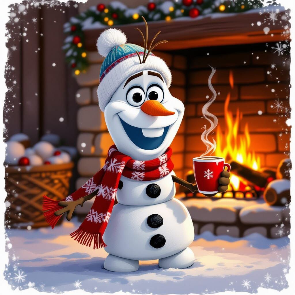 Olaf Enjoys Winter with Hot Chocolate