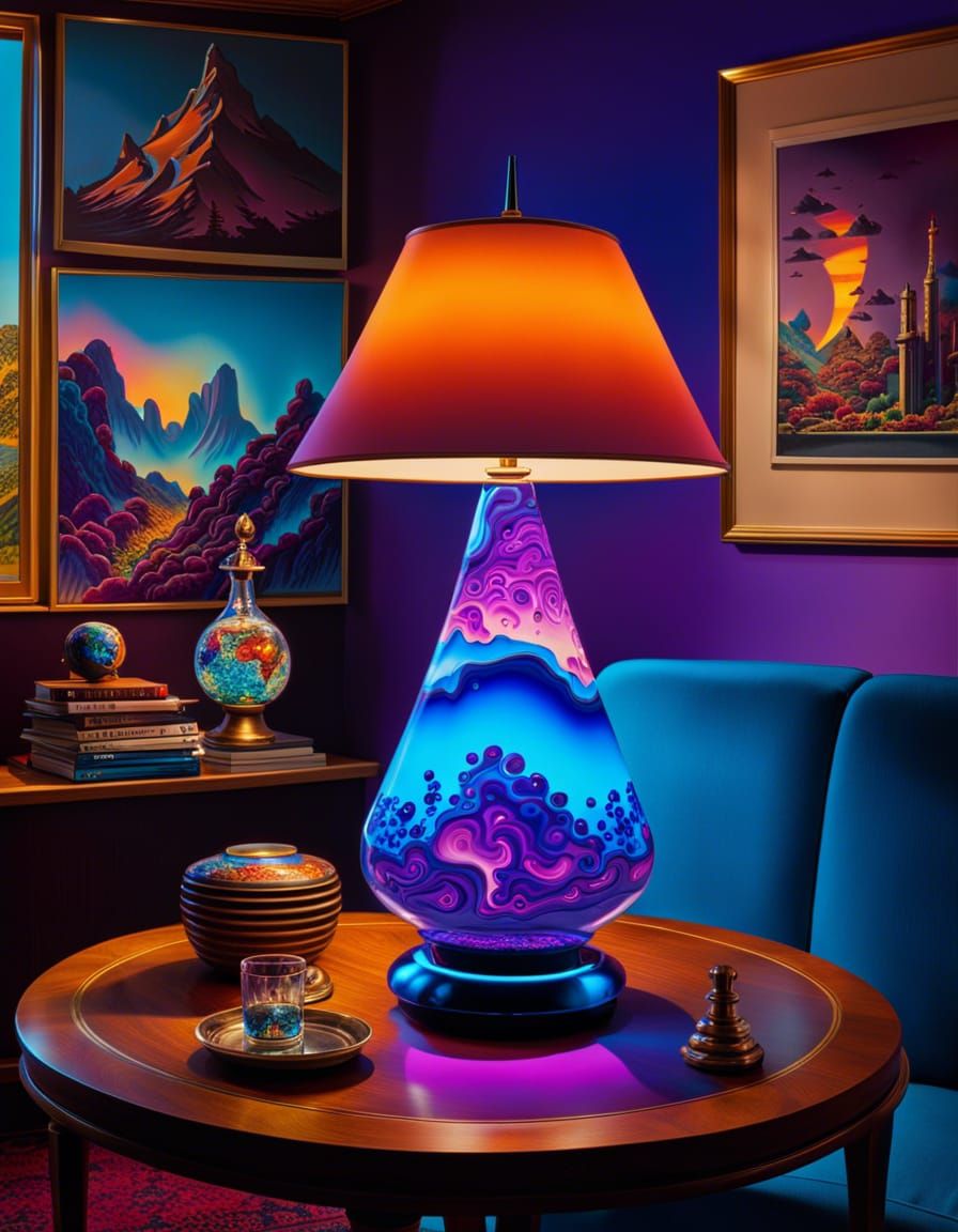 Groovy 70s Living Room with Lava Lamp