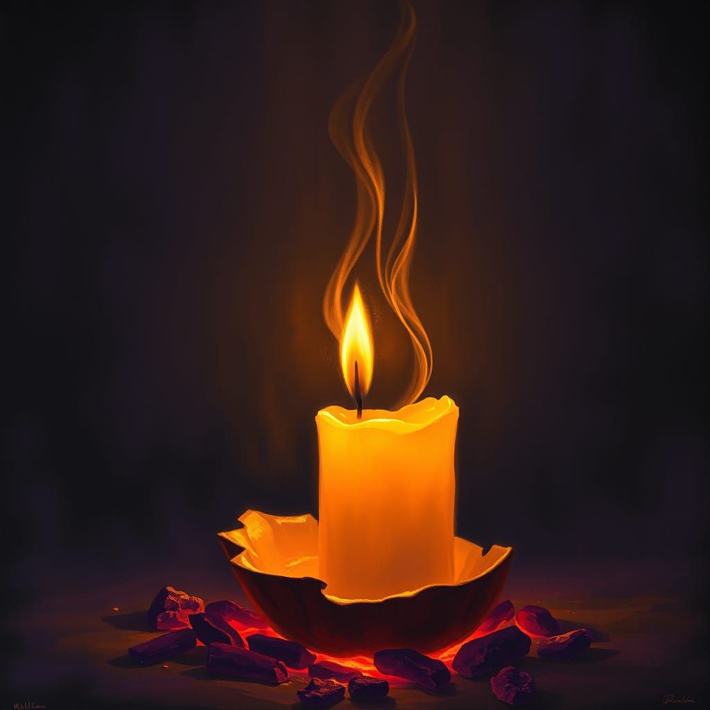 Candlelight in Darkness: Impressionist Night Scene