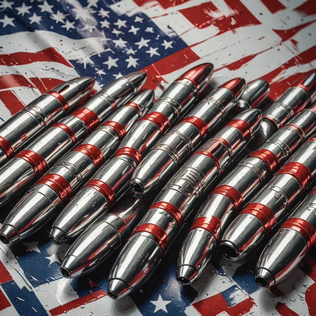 Pop Art: Bullets and Flag in Metallic Chrome