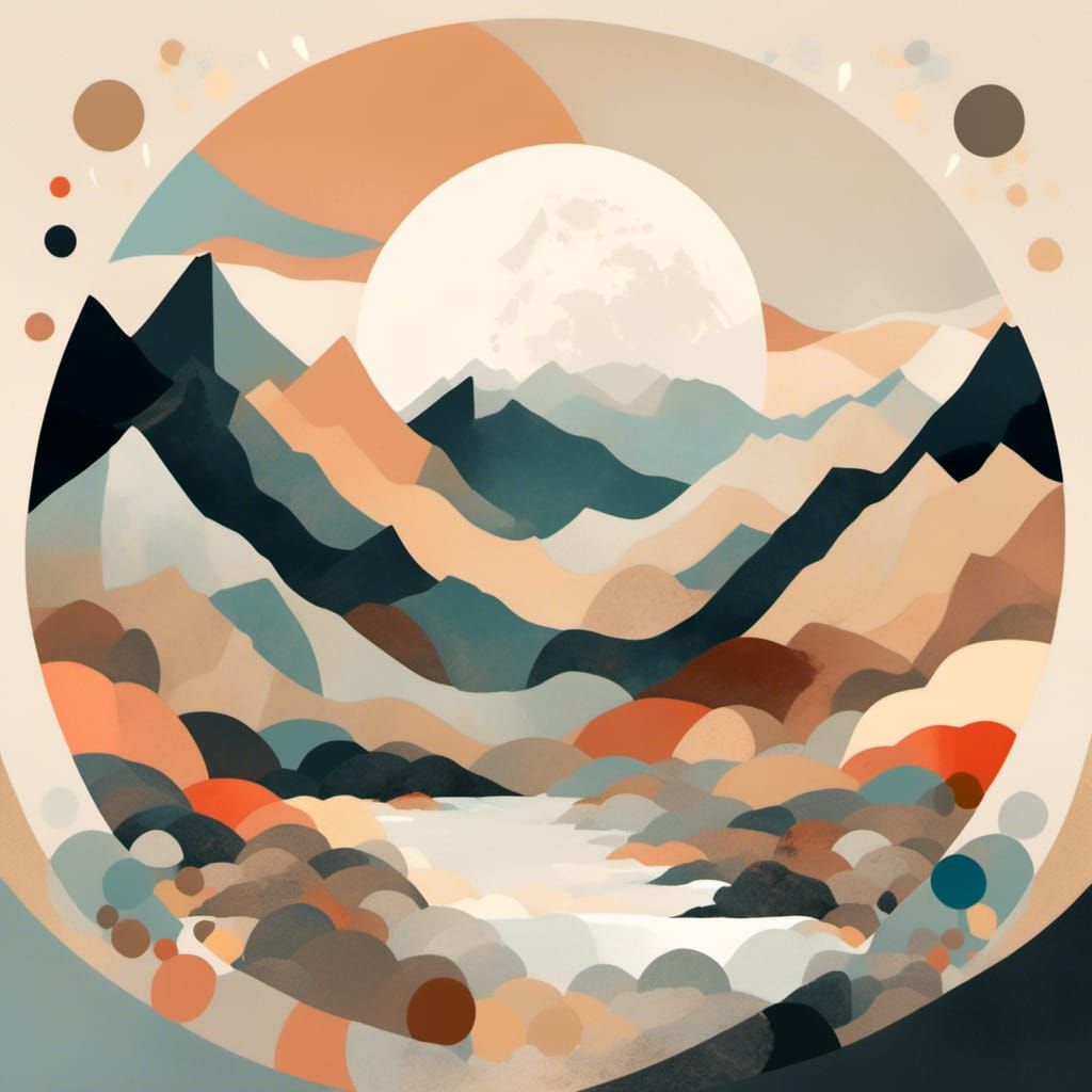 Minimalist Abstract Painting with Retro Color Palette