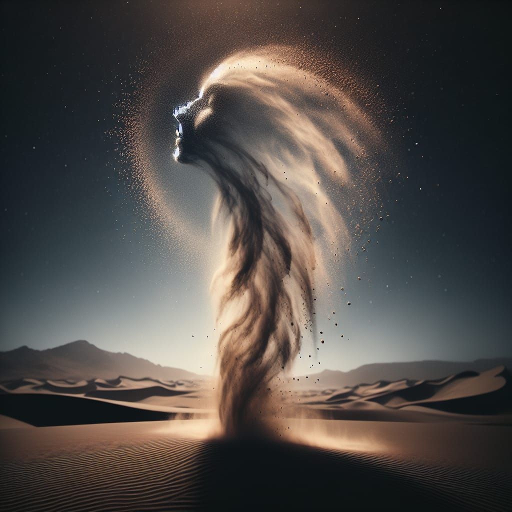 Desert Dust Devil Forms Ethereal Human Face