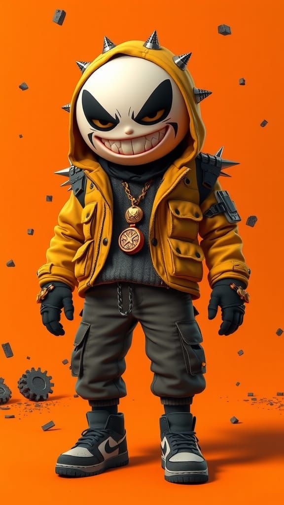 Cartoon Character in Post-Apocalyptic 3D Rendered Scene