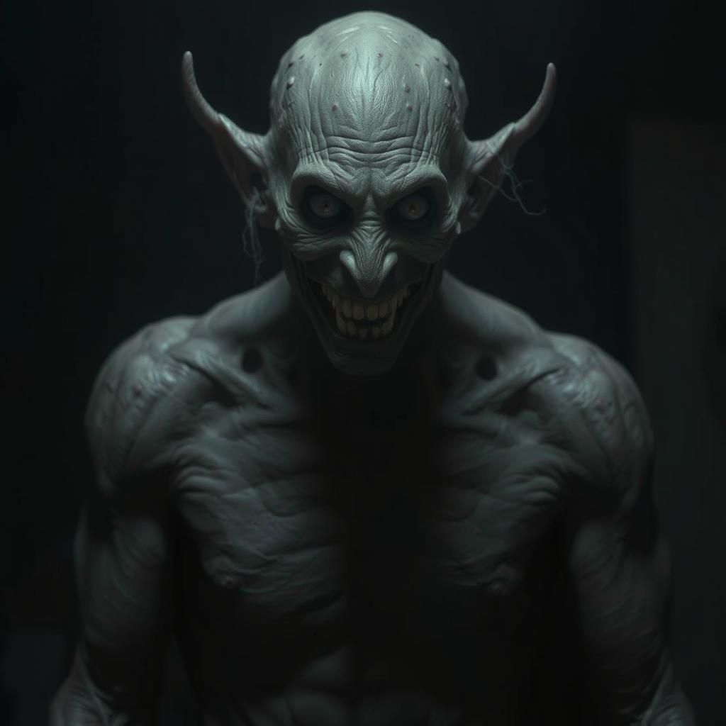 Terrifying Sleep Paralysis Demon in Kitchen, Hyperrealistic