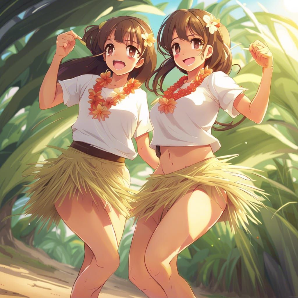 Hula Dancers in Anime Style