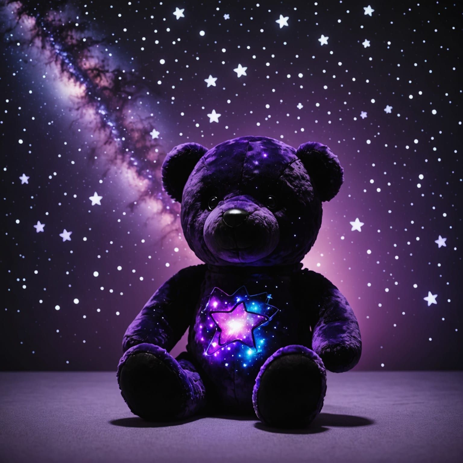 Night Sky Teddy Bear with Glowing Stars