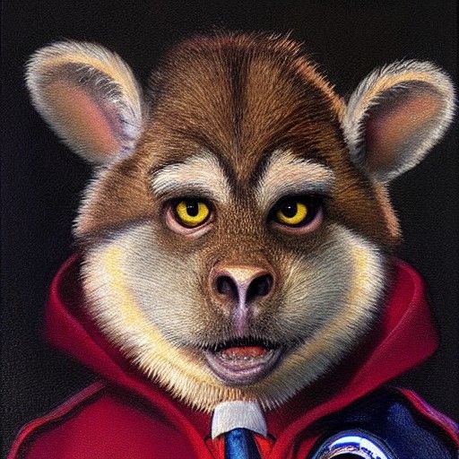Chuck E. Cheese Mugshot as Oil Painting