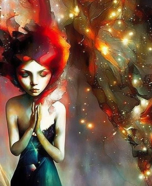 Chibified Girl and Musician in Aetherpunk Style