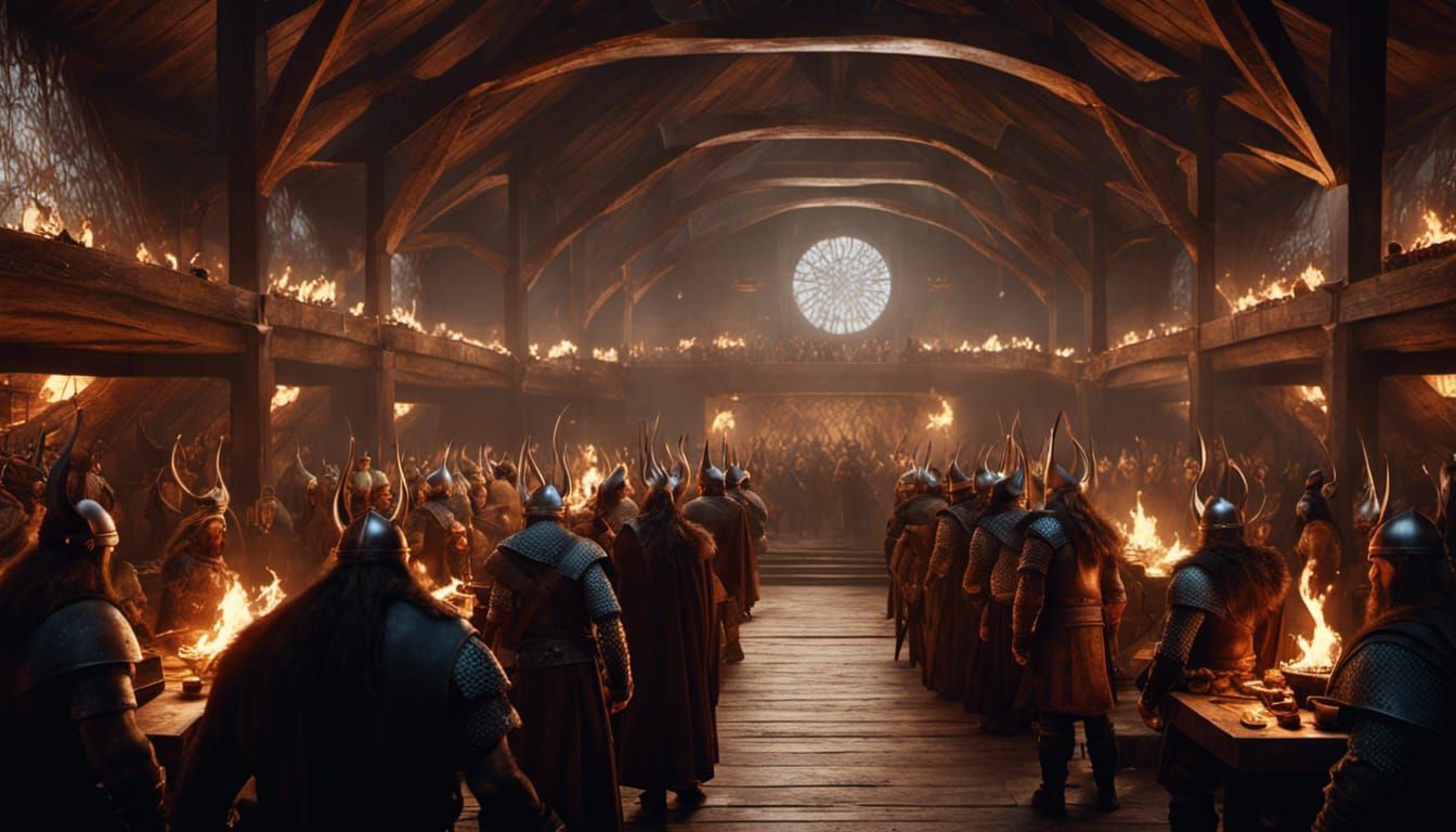 Viking Feast in a Detailed Matte Painting