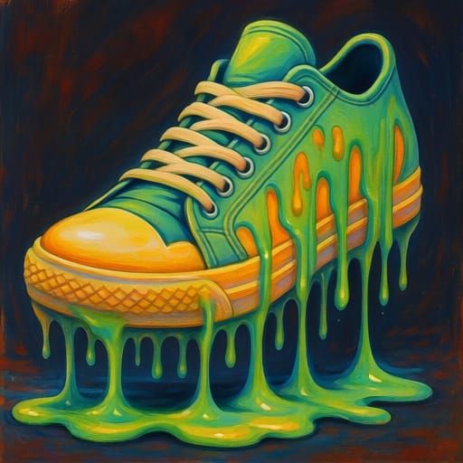 Melting Sneakers Gouache Painting