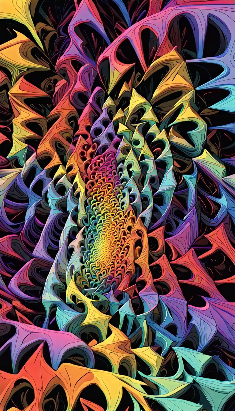 Rainbow Neon Pi Triplets in Fractal Cubism