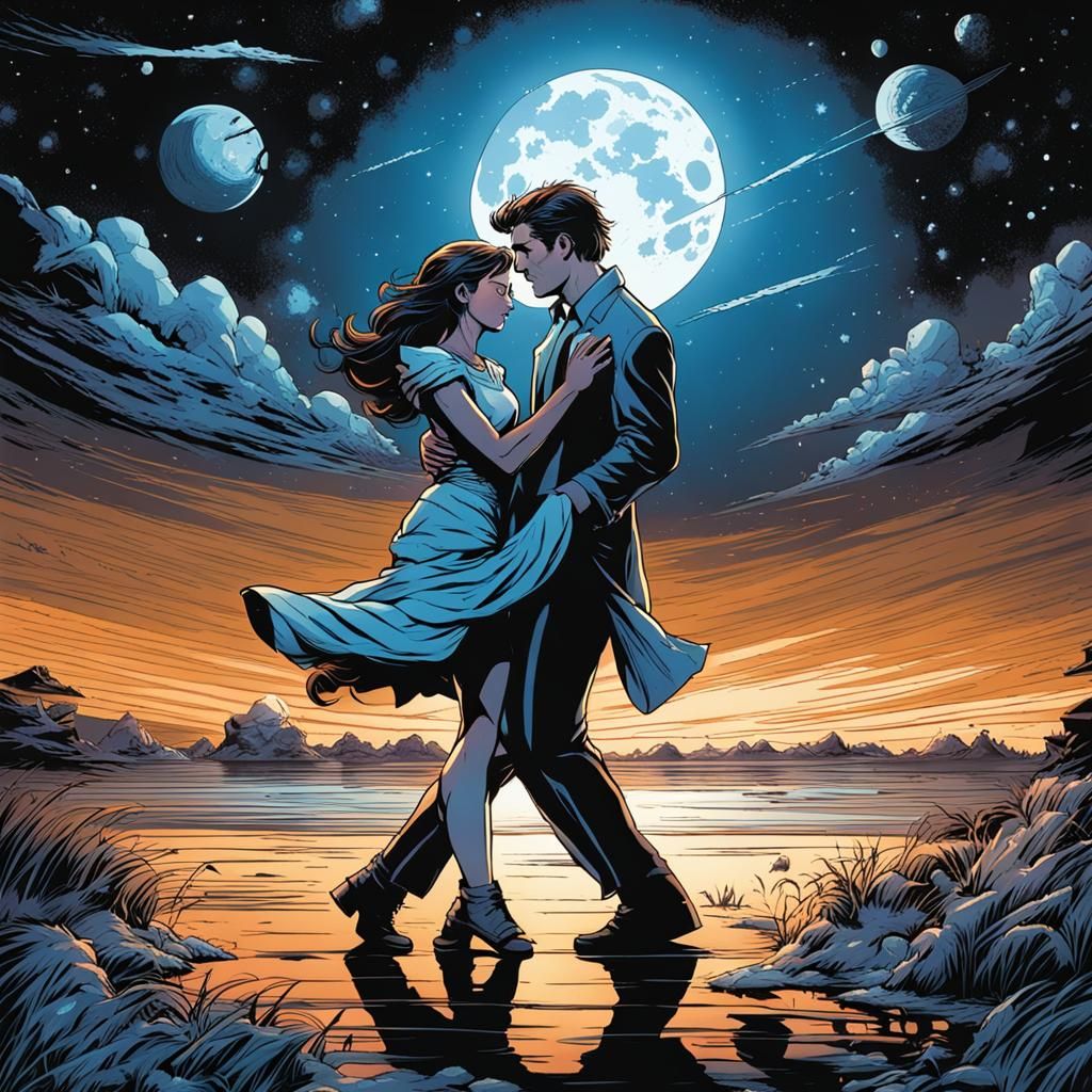 Moonlit Dance: Comic Book Art Style